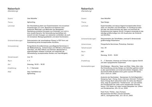 Grafikdesign Handout Hauptstudium - Freie Hochschule Freiburg