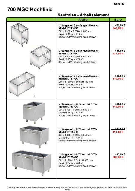 700 MGC Kochlinie - Gastro-Ausverkauf.de