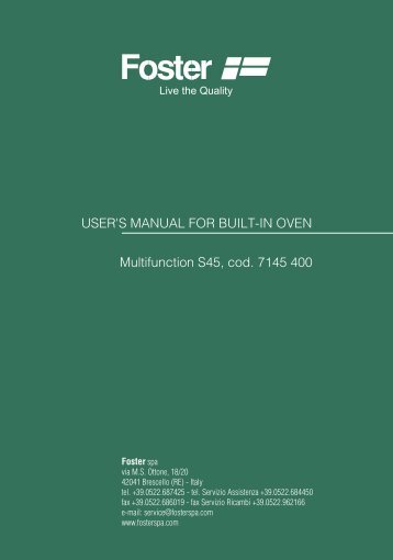 Instruction manual - Foster S.p.A.