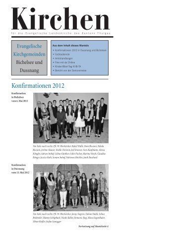 Konfirmationen 2012 - Gemeinde Bichelsee-Balterswil