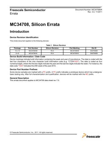 MC34708, MC34708 Silicon Errata - Freescale