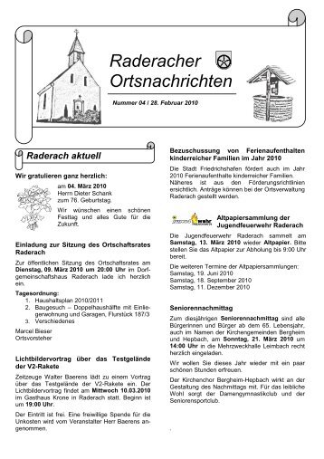 Raderacher Ortsnachrichten - Friedrichshafen