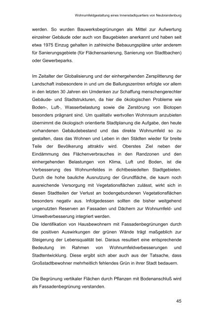 Diplomarbeit Leben in der Innenstadt – Wohnumfeldgestaltung ...