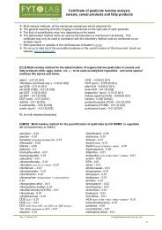 Certificate of pesticide residue analysis cereals, cereal ... - Fytolab