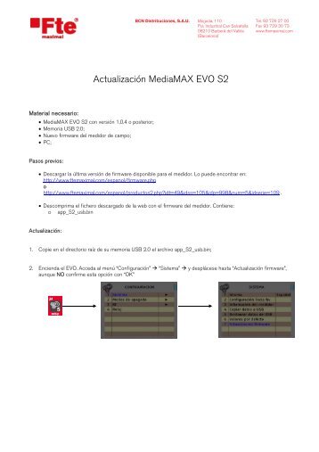 Actualización MediaMAX EVO S2 - FTE Maximal