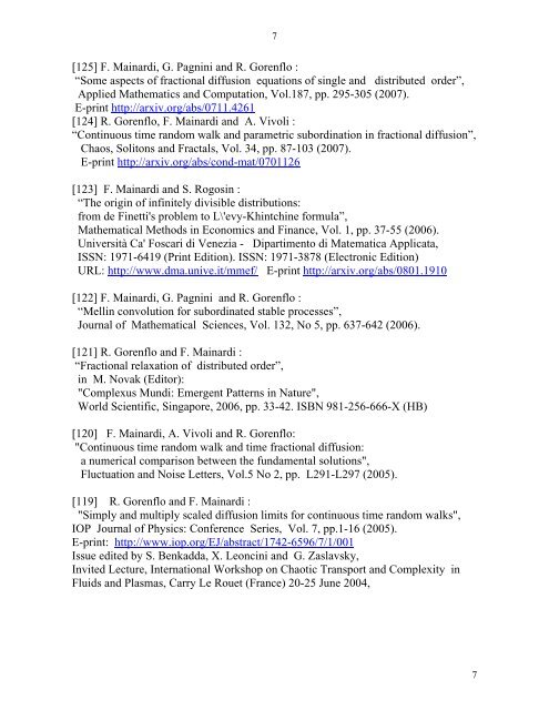 complete list of publications - FRActional CALculus MOdelling