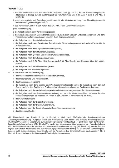 VerwR 1.2.2 - Gewerbeaufsicht - Baden-Württemberg