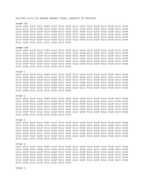 Sample Pronto codes.pdf - Fujitsu General UK