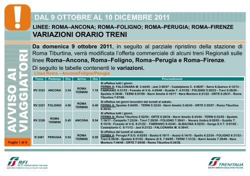 Linee Roma - Ancona;Roma - FSNews