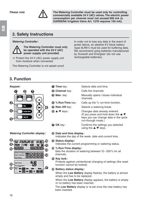 OM, Gardena, Watering Controller, Art 01283-20, Art 01284-20 ...