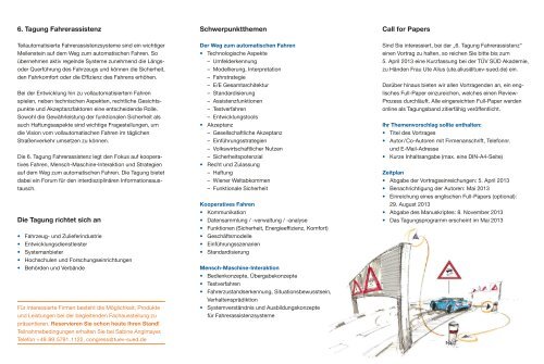 Vorankündigung zur 6. Tagung Fahrerassistenz - FTM - Technische ...