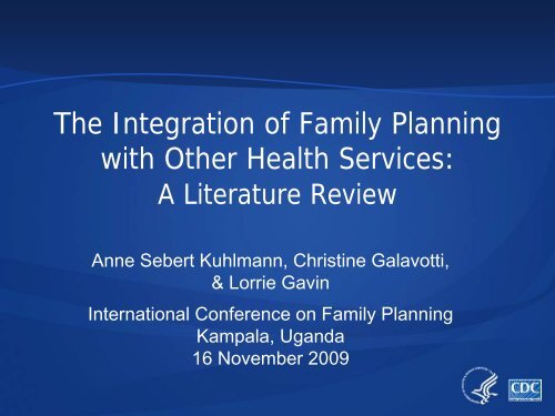 The Integration of Family Planning with Other Health Services: