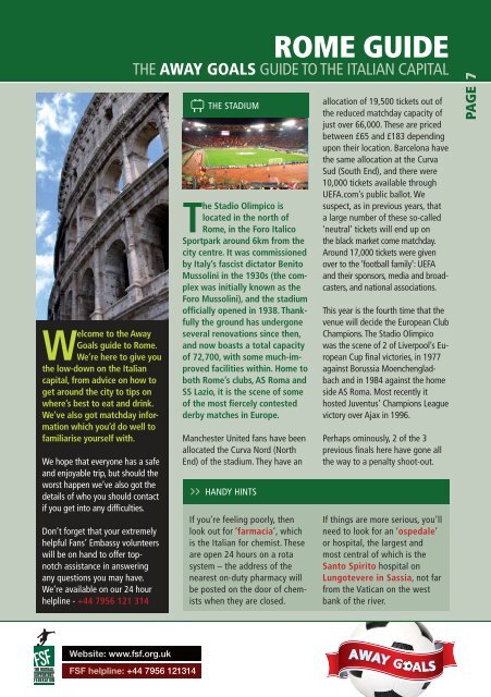 the FSF's Guide to Rome - Football Supporters' Federation