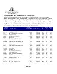 The following portfolio data for the Franklin Templeton funds is made ...