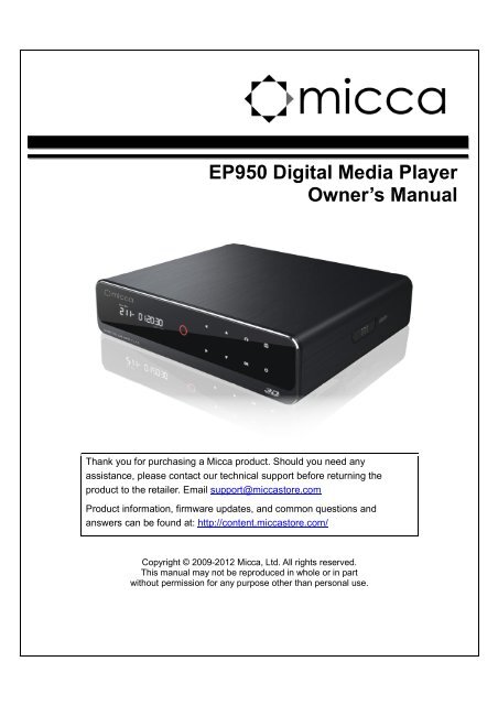 Micca EP950 User's Manual - Micca Store!