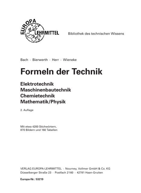 Formeln der Technik - fs fachbuch