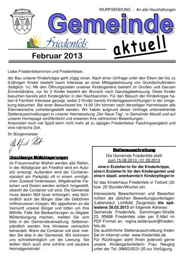 aktuel l - Gemeinde Friedenfels