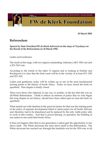 Referendum - FW de Klerk Foundation