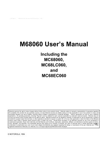 M68060 User's Manual - Freescale Semiconductor