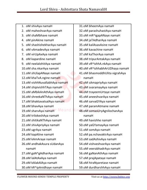 lord shiva 108 names in telugu