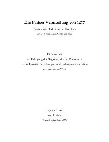 Peter Grabher: Die Pariser Verurteilung von 1277 - Sammelpunkt