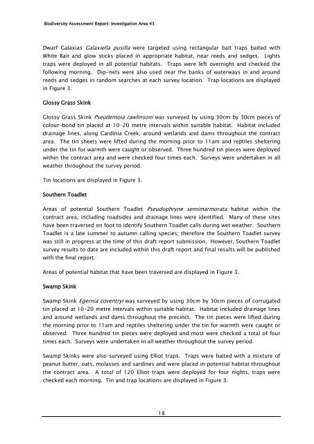 Biodiversity Assessment Report Contract Area 43: Pound Road ...