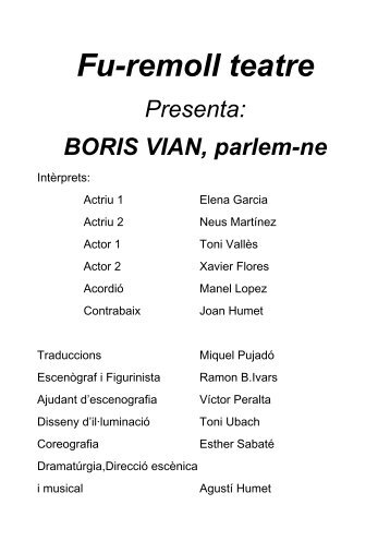 "Boris Vian, parlem-ne". Dossier català - Fundació Romea