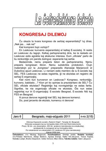 KONGRESAJ DILEMOJ - La Esperanta Gazetejo