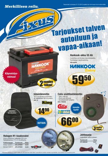 Tarjoukset talven autoiluun ja vapaa-aikaan! - Fixus