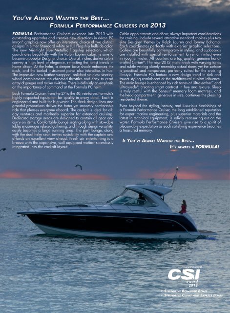 Performance Cruiser Brochure - 2013 - Formula Boats