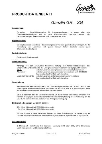 PRODUKTDATENBLATT Ganzlin GR – SG