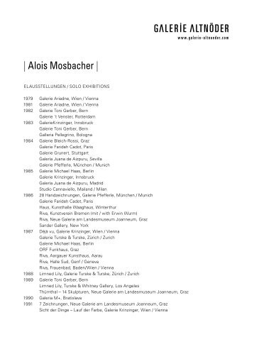 | Alois Mosbacher | - Galerie Altnöder