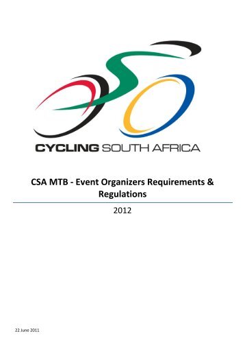 CSA MTB - Event Organizers Regulations - Free State Cycling