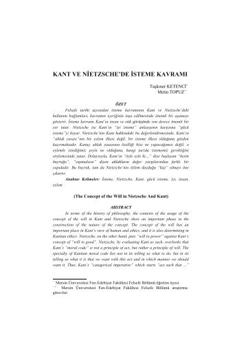 Kant ve Nietzsche'de İsteme Kavramı - Flsf-Felsefe ve Sosyal ...