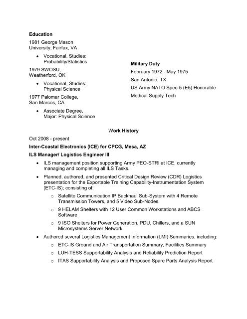 Senior Logistics Consultant Resume - FTP Directory Listing