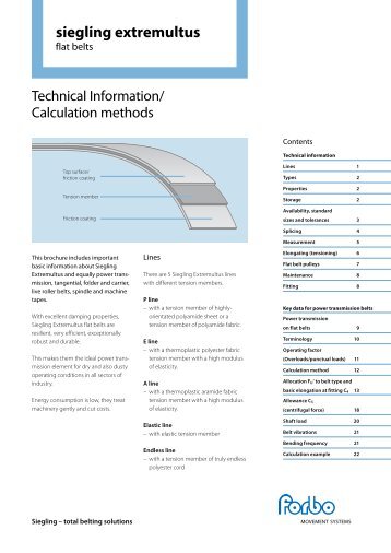 Technical Information/ Calculation methods - Forbo Siegling