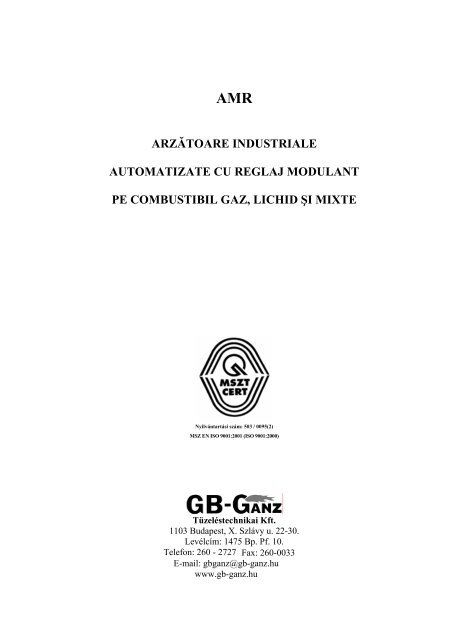 Carte tehnica AMR.pdf - GB-Ganz Romania Termotehnica SRL