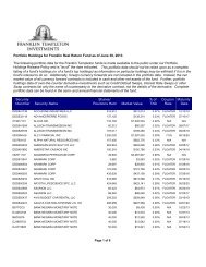 The following portfolio data for the Franklin Templeton funds is made ...