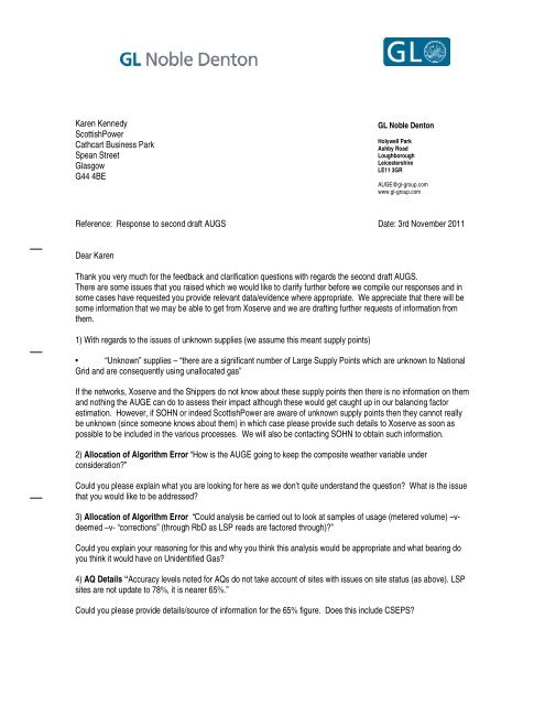 ScottishPower Clarification Letter 03112011