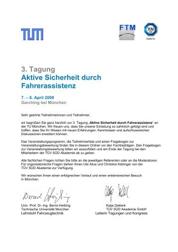 3. Tagung Aktive Sicherheit durch Fahrerassistenz - Lehrstuhl für ...