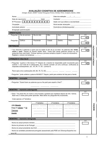 AVALIAO COGNITIVA DE ADDENBROOKE (Verso portuguesa)