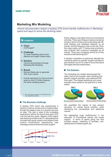 Marketing mix modeling casestudy - Fractal Analytics