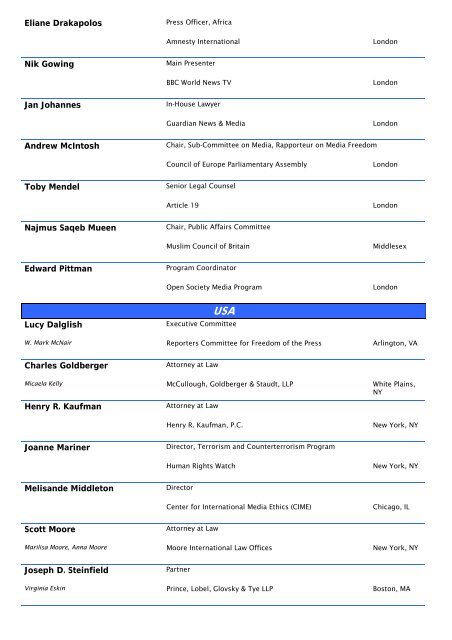 LIST OF PARTICIPANTS - International Press Institute