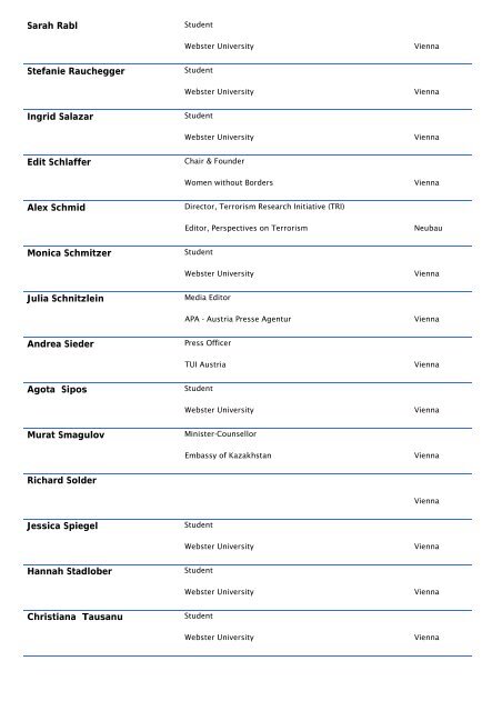 LIST OF PARTICIPANTS - International Press Institute