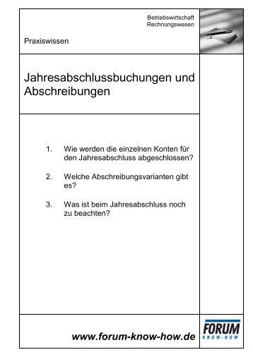 Jahresabschlussbuchungen und Abschreibungen