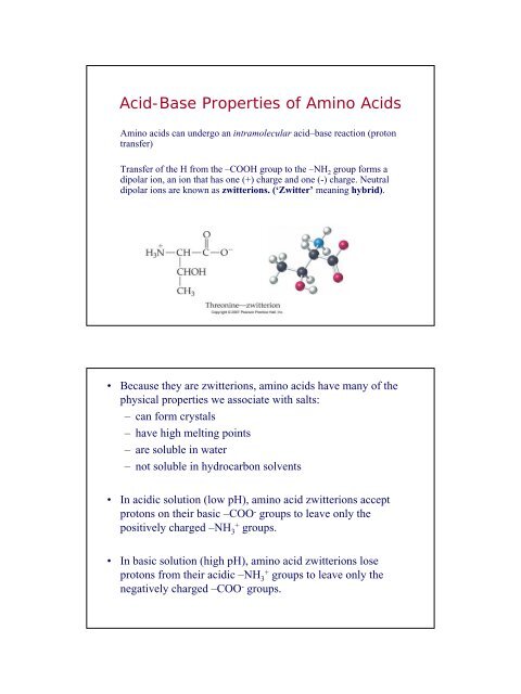 Acid-Base Properties of Amino Acids