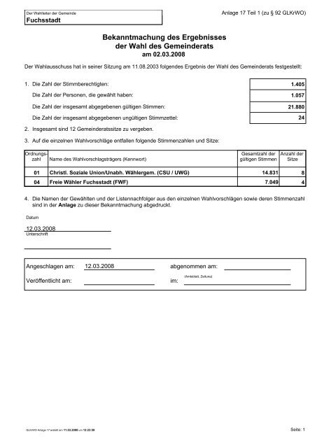 anzeigen - Gemeinde Fuchsstadt