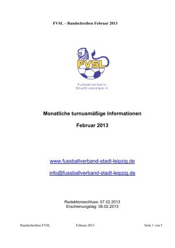 Rundschreiben Februar 2013 - Fussballverband Stadt Leipzig eV