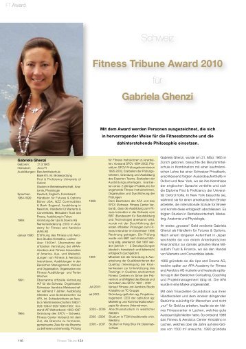 Schweiz Fitness Tribune Award 2010 für Gabriela Ghenzi