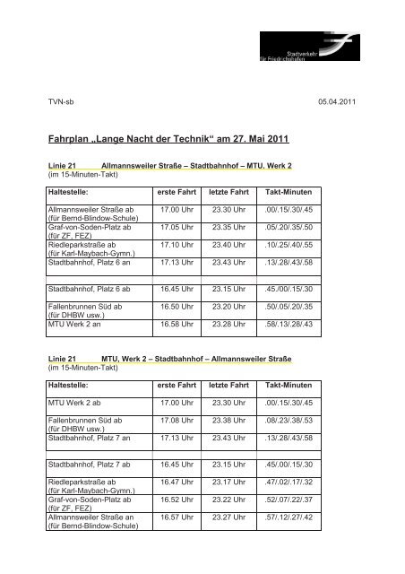 Busfahrplan - Friedrichshafen